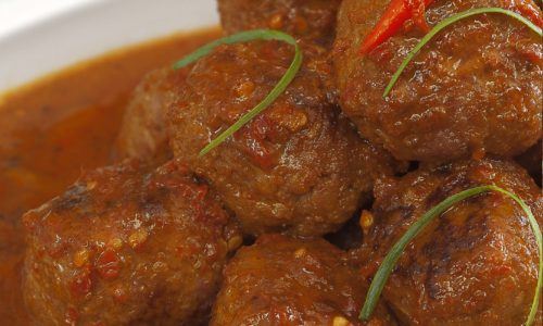 Resep rendang bola-bola kambing lezat.