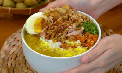 Cara membuat bubur nasi khas Cianjur.